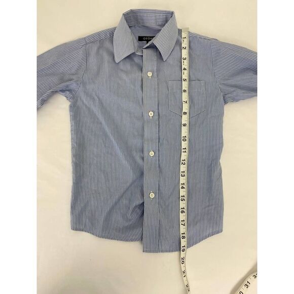 George Button Down Dress Shirt Collar Blue Stripe - Boys Size XS (4-5) - Picture 5 of 6